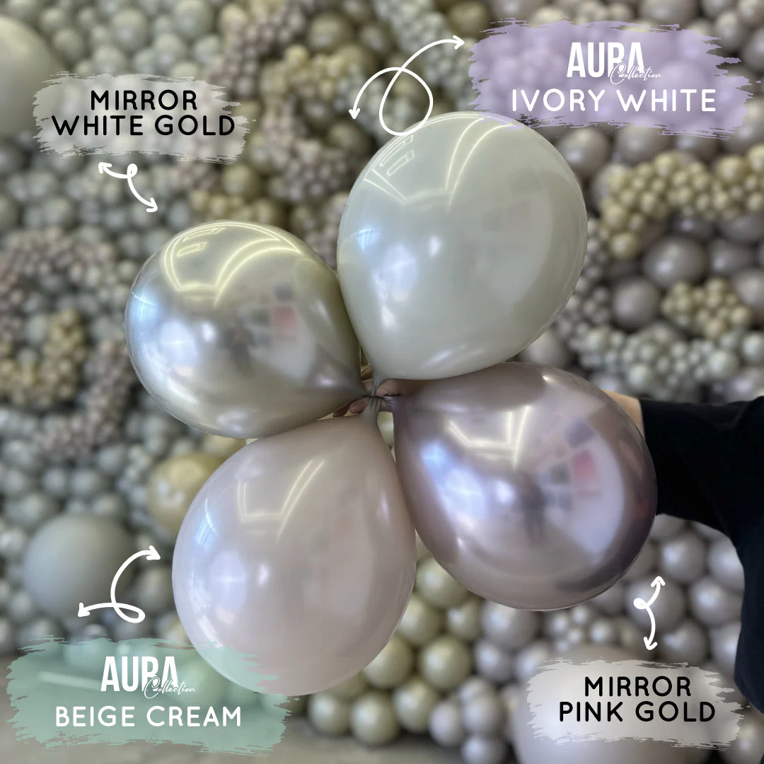 18" Kalisan Brand Latex Balloons Aura Ivory White (25 Per Bag) - Image 11