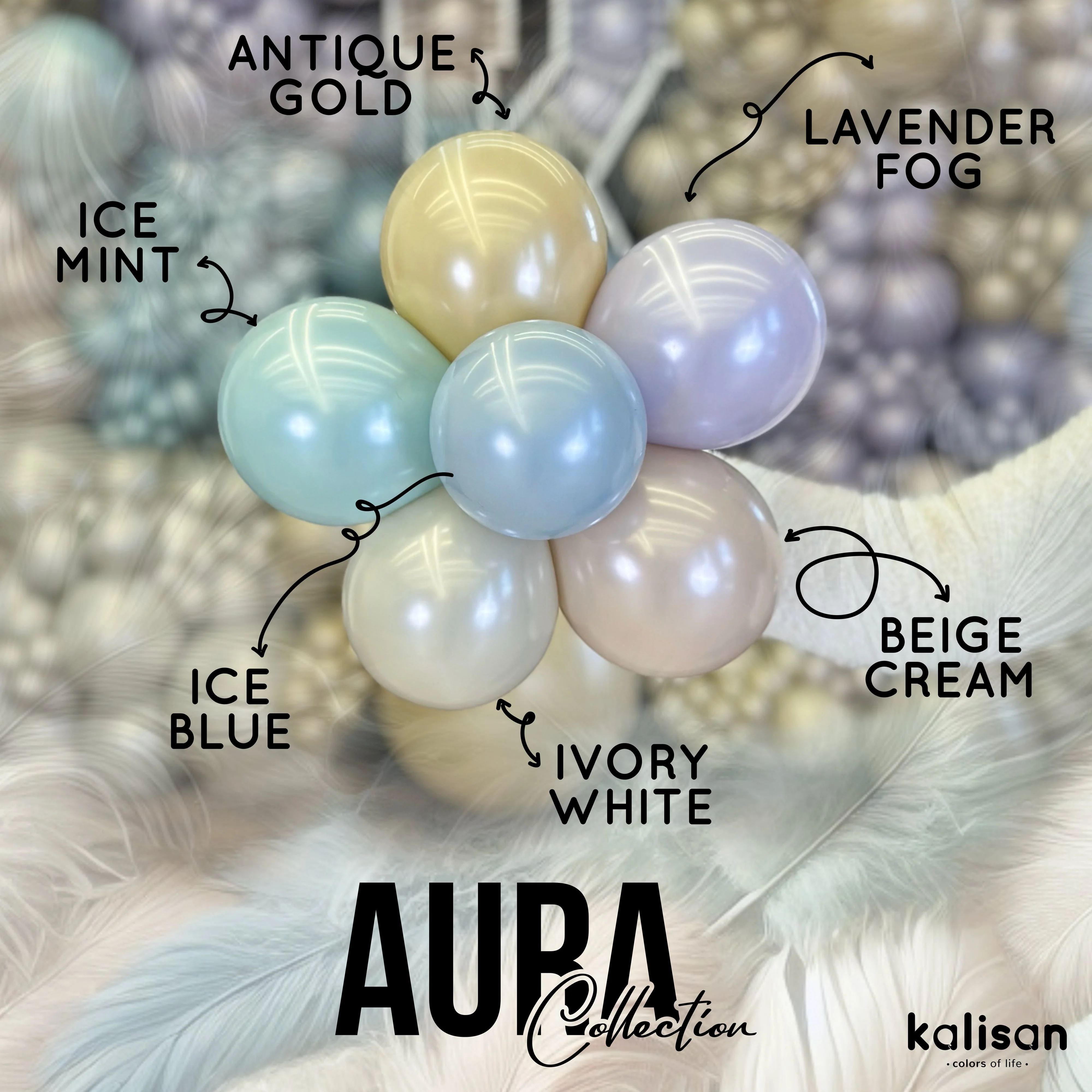 18" Kalisan Brand Latex Balloons Aura Ivory White (25 Per Bag) - Image 19