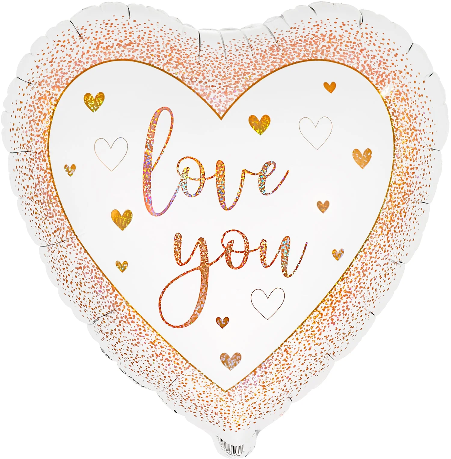 18" Love You Hearts Rose Gold Holographic Oaktree Brand Foil Balloon