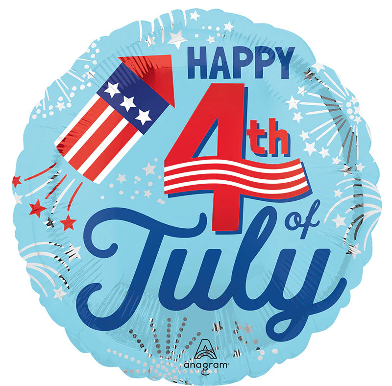 18" Patriotic 4th of July Bursts Foil Balloon