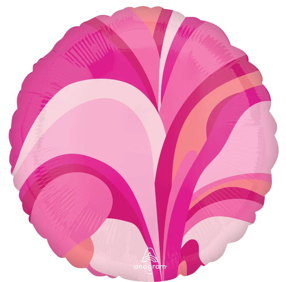 18" Pink Macro Marble Foil Balloon