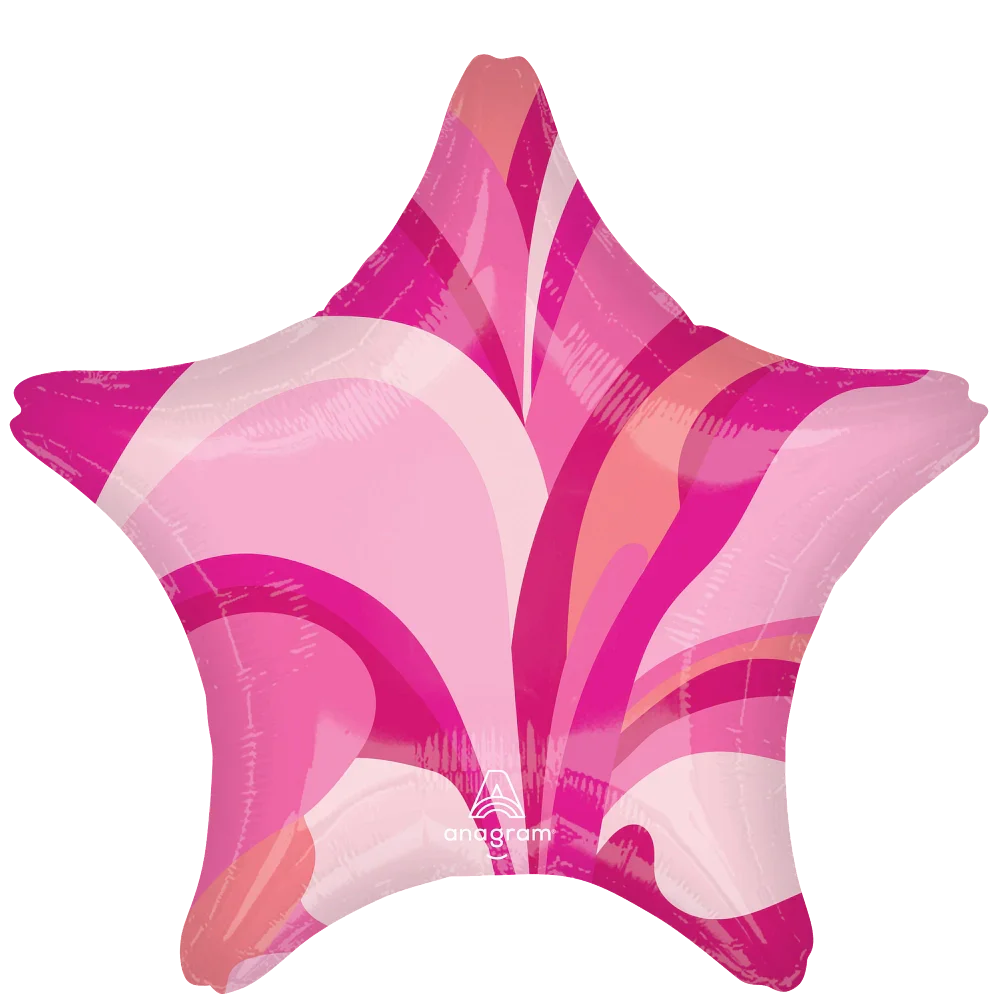 18" Pink Macro Marble Foil Balloon