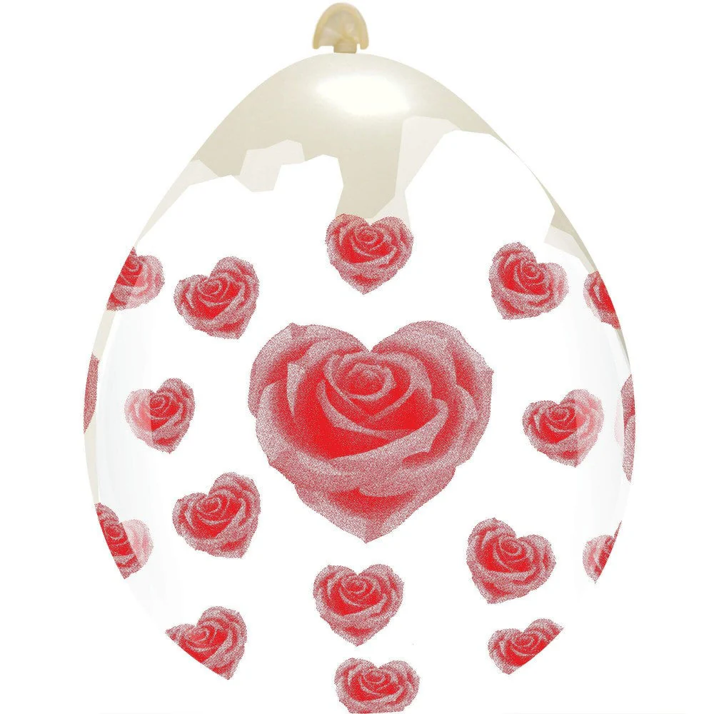 18" Rose Hearts All Around (10 Per Bag) Cattex Brand Printed Stuffing Latex Balloons