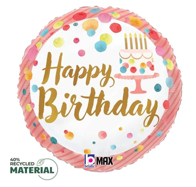 18" Satin Birthday Pink (Back Says Party Time) Party Foil Balloon - Image 3