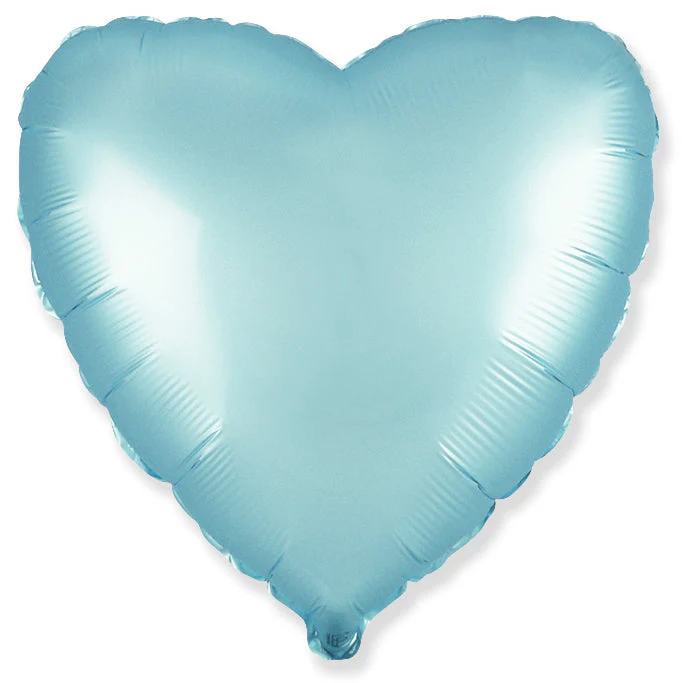 18" Satin Pastel Blue Heart Solid Color Foil Balloons Brand Flexmetal