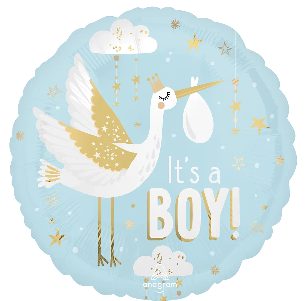 18" Satin Special Delivery Baby Boy Foil Balloon
