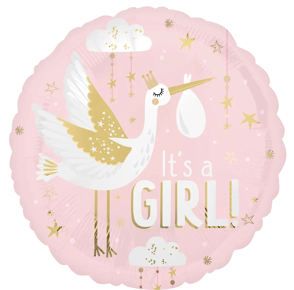 18" Satin Special Delivery Baby Girl Foil Balloon