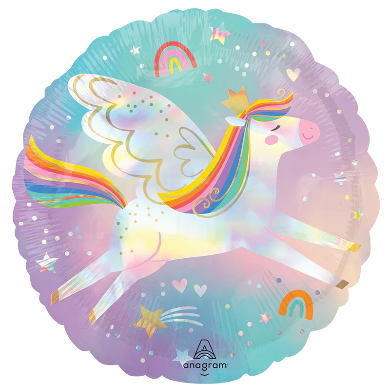 18" Standard Holographic Pegasus Foil Balloon