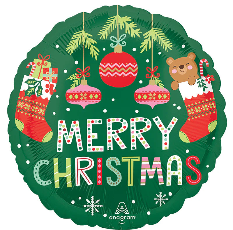 18" Beary Christmas Foil Balloon