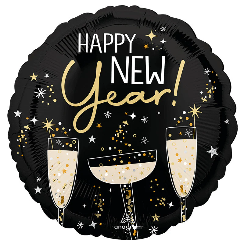 18" Bubbly Happy New Years Foil Balloon