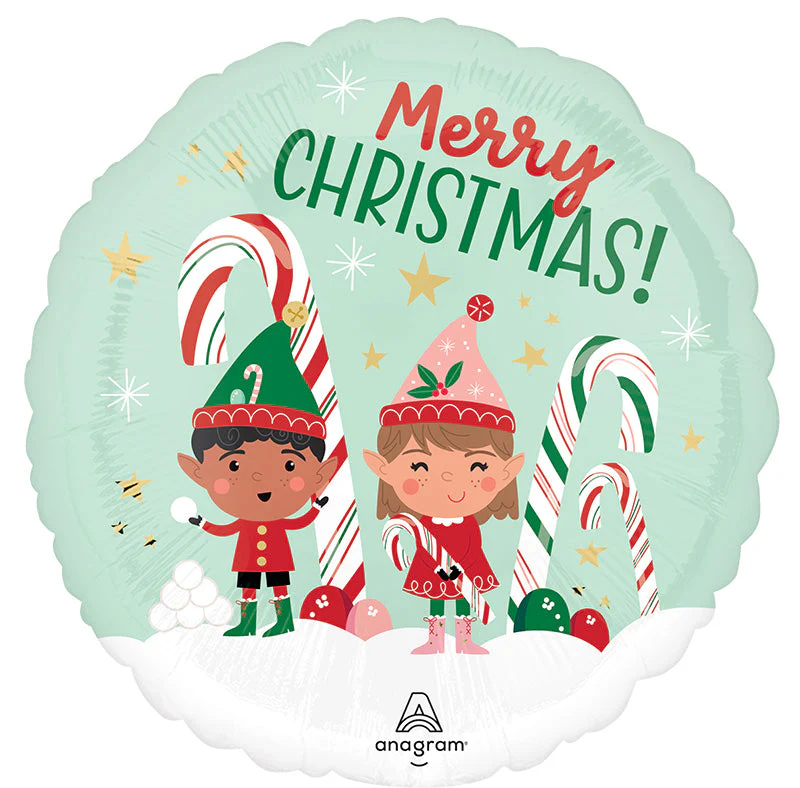18" Merry Christmints Elves Foil Balloon