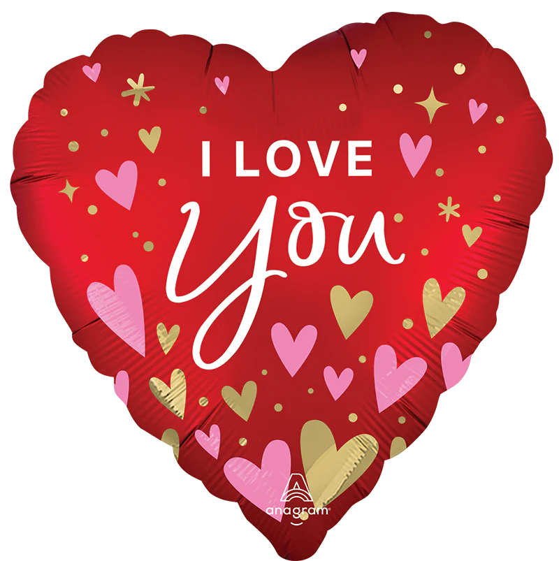 18" Standard Satin Satin I Love You Heartfelt Elegance Foil Balloon