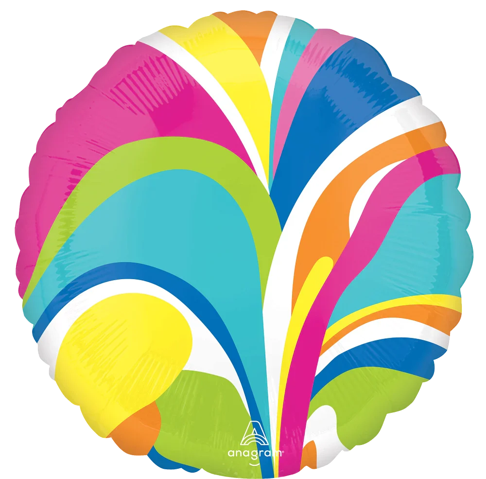 18" Vibrant Circle Round Macro Marble Foil Balloon