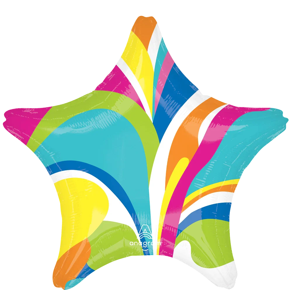 18" Vibrant Star Macro Marble Foil Balloon