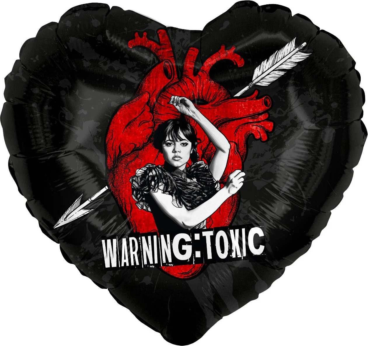 18" Wednesday Foil Balloon Design Warning Toxic