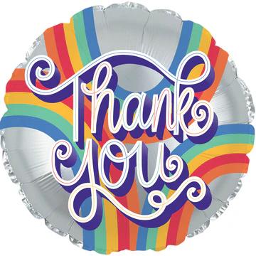 18" Thank You Rainbow Foil Balloon - Image 2
