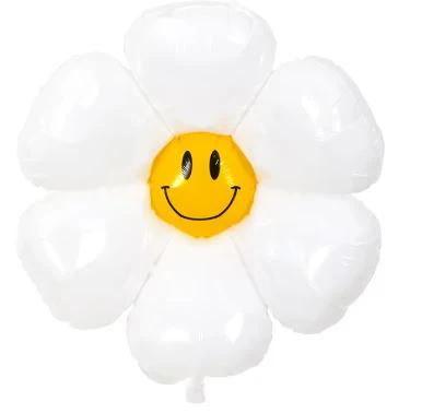 19" Airfill Only Smiling White and Yellow Daisy Flower Balloon