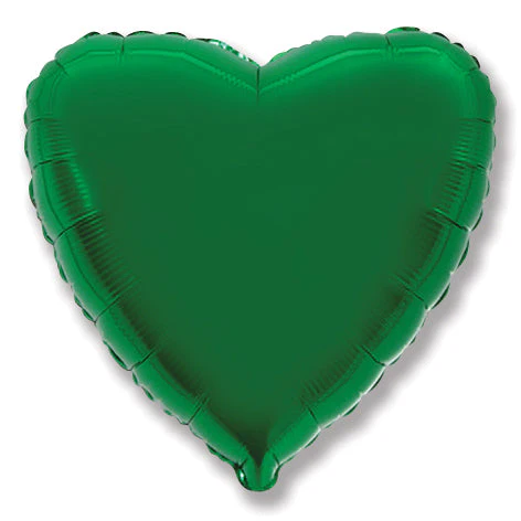 2" Airfill Only (Sticks Sold Separately) Green Heart Foil Balloon