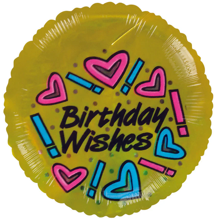 2" Airfill Only (Sticks Sold Separately) Happy Birthday Wishes Gold Balloon