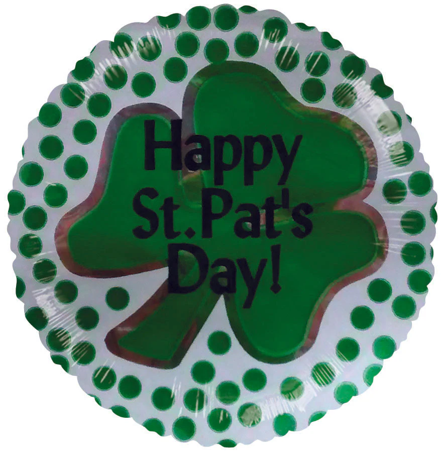 2" Airfill Only (Sticks Sold Separately) Happy St. Patricks Day Shamrock Balloon