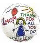 2" Airfill Only (Sticks Sold Separately) #1 Mom Thanks/Kids Balloons