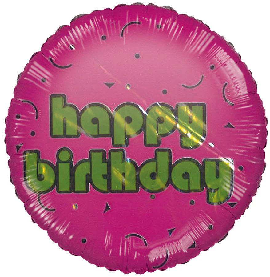 2" Happy Birthday Gold & Pink Airfill Only (Sticks Sold Separately) Mylar Balloon