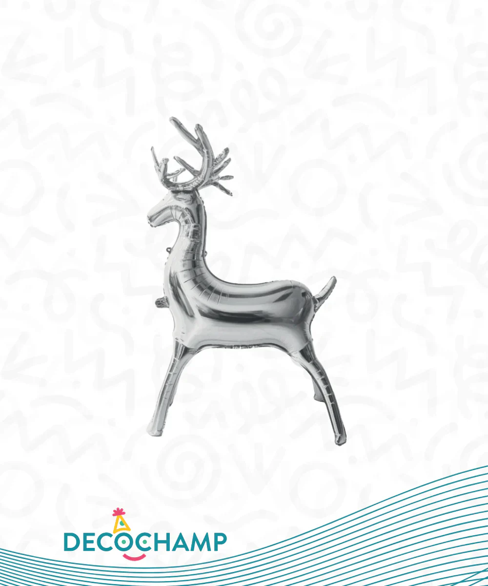 20" Decochamp Brand Silver Reindeer Balloon