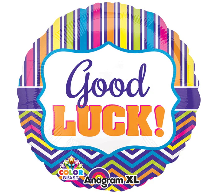 21" ColorBlast Good Luck Stripe & Chevron Packaged Balloon