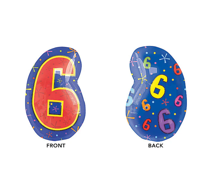 21" Junior Shape 6 Multi-Color Balloon Packaged