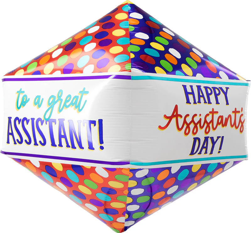 21" UltraShape Anglez Happy Assistant's Day Dots Foil Balloon - Image 2