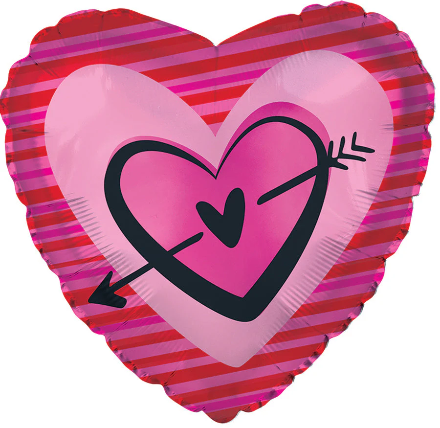 17" Arrow In pink Heart Foil Balloon