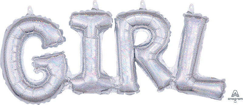 22" Airfill Only Block Phrase Girl Holographic Balloon