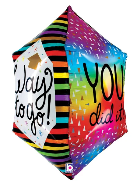 22" Multi-Sided Dimensional Colorful Grad Foil Balloon - Image 6