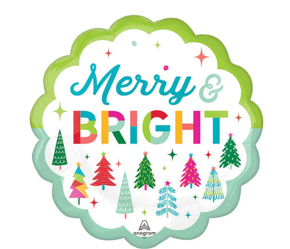 22" Jumbo Merry & Bright Foil Balloon