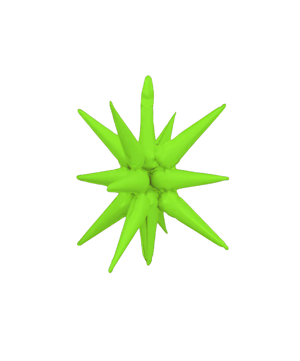 22" Airfill Only Neon Green Deco Starburst (One Piece) Balloon