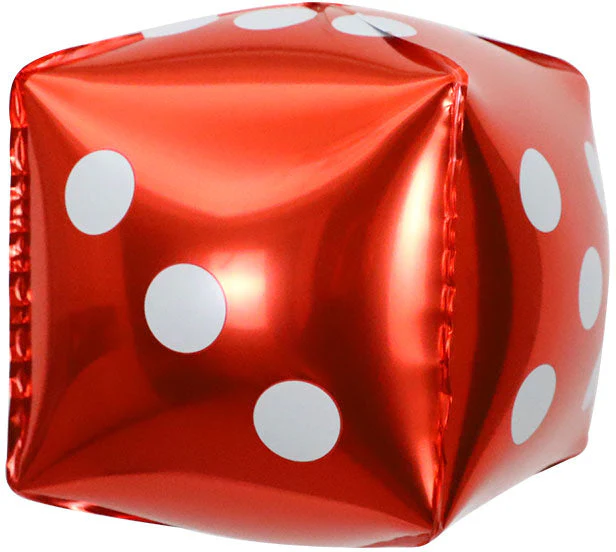 22" Red Dice Casino Foil Balloon