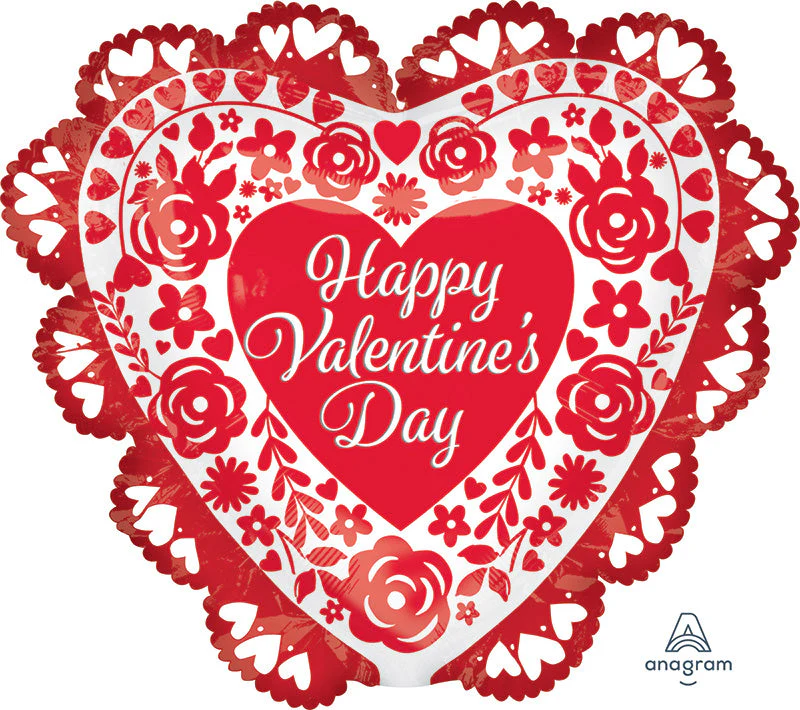 23" Intricates Valentine Roses are Red Foil Balloon