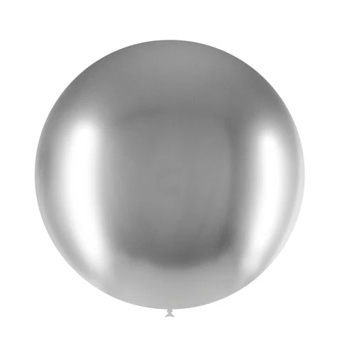 23'' Balloonia Latex Balloons Professional Line Brilliant Silver (5 Per Bag)