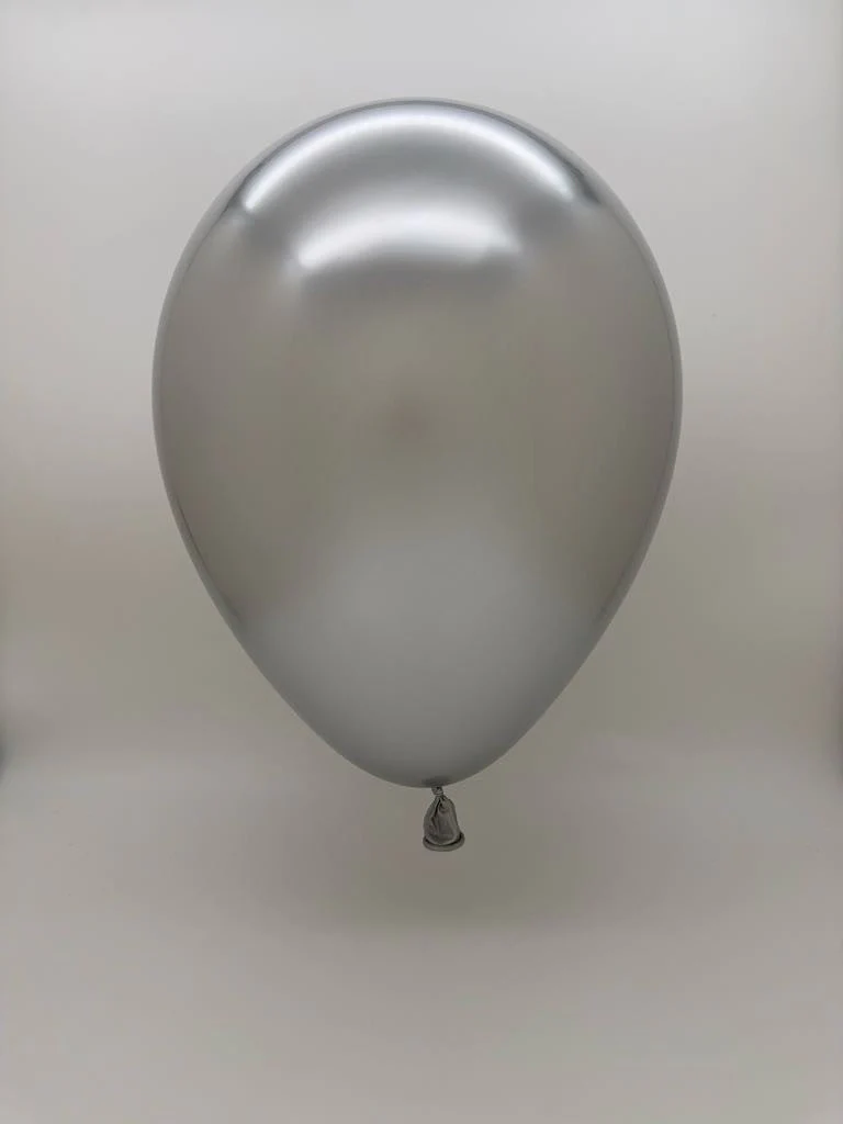 23'' Balloonia Latex Balloons Professional Line Brilliant Silver (5 Per Bag) - Image 2