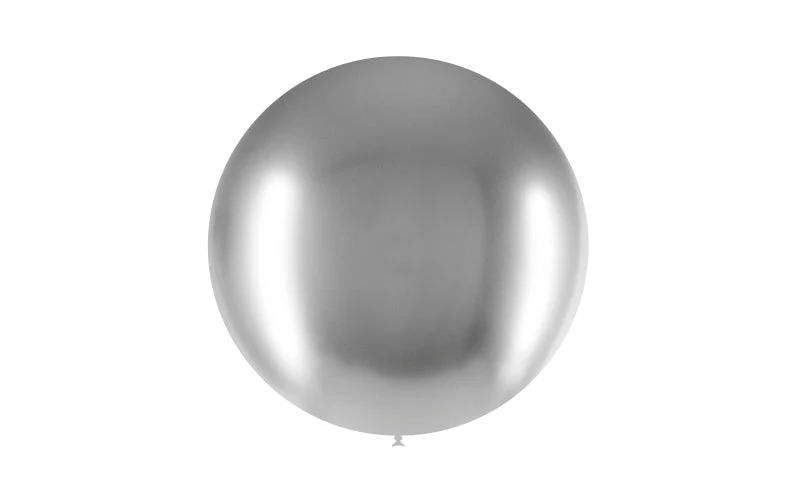 23'' Balloonia Latex Balloons Professional Line Brilliant Silver (5 Per Bag) - Image 3
