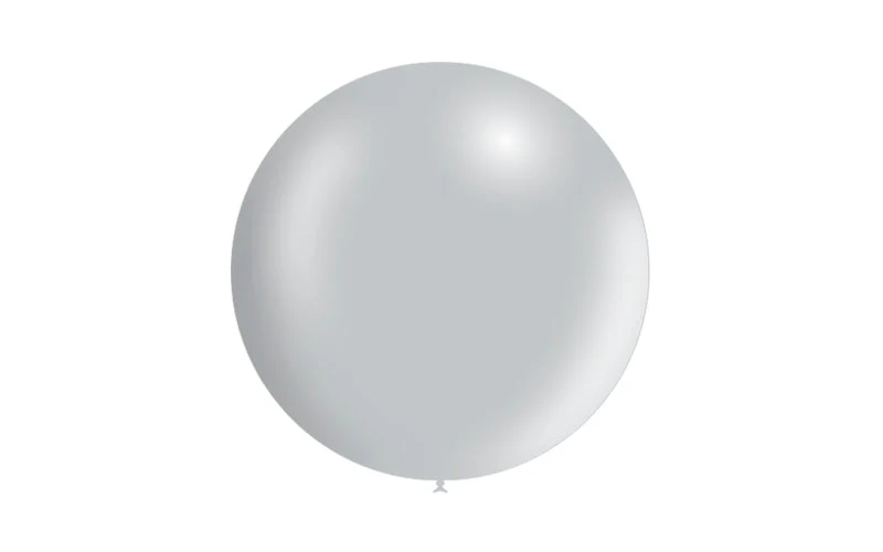 23'' Balloonia Latex Balloons Professional Line Metallic Silver  (5 Per Bag) - Image 3