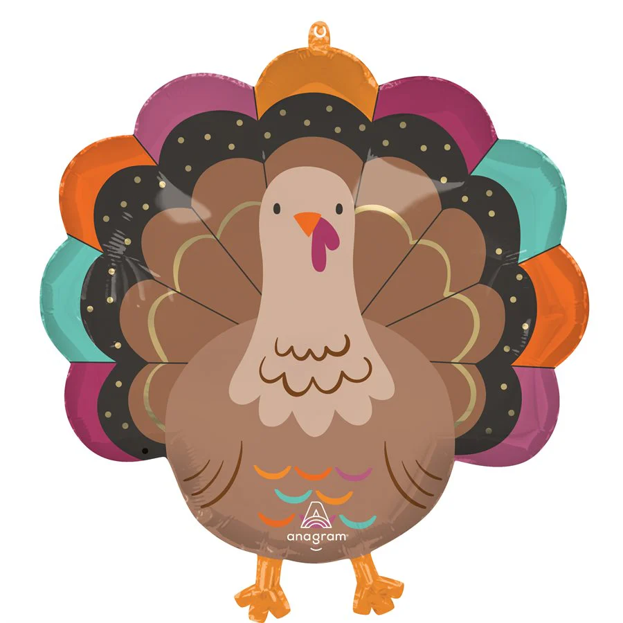 23" SuperShape Give Thanks Turkey Foil Balloon