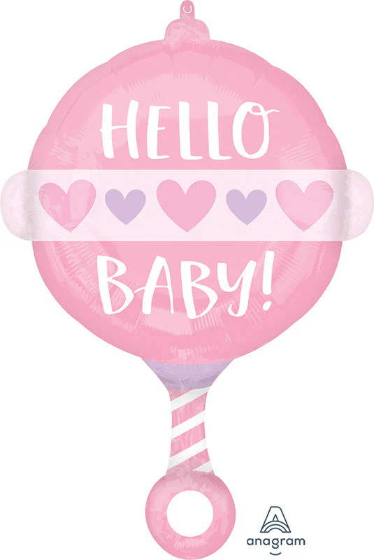 24" Baby Girl Rattle Foil Balloon