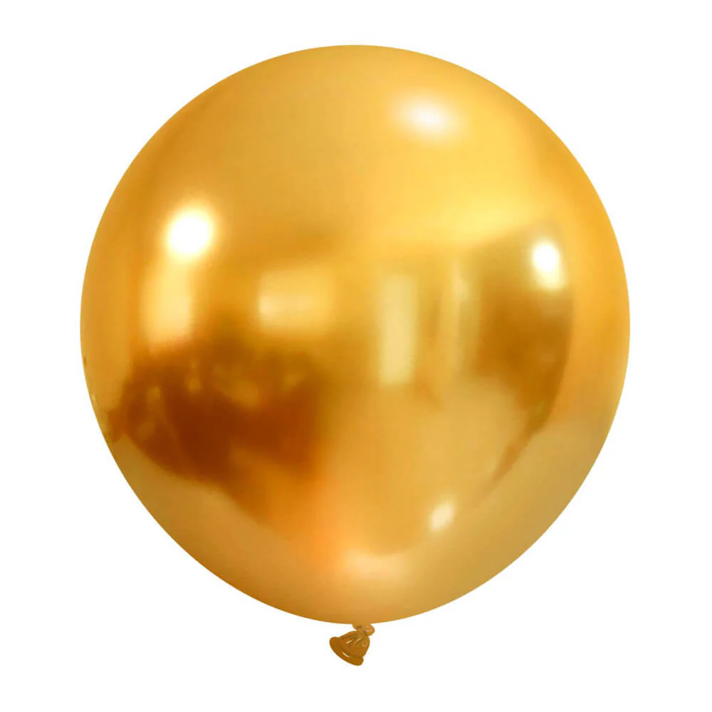 24" Cattex Titanium (Chrome/Mirror) Gold Latex Balloons (1 Per Bag)