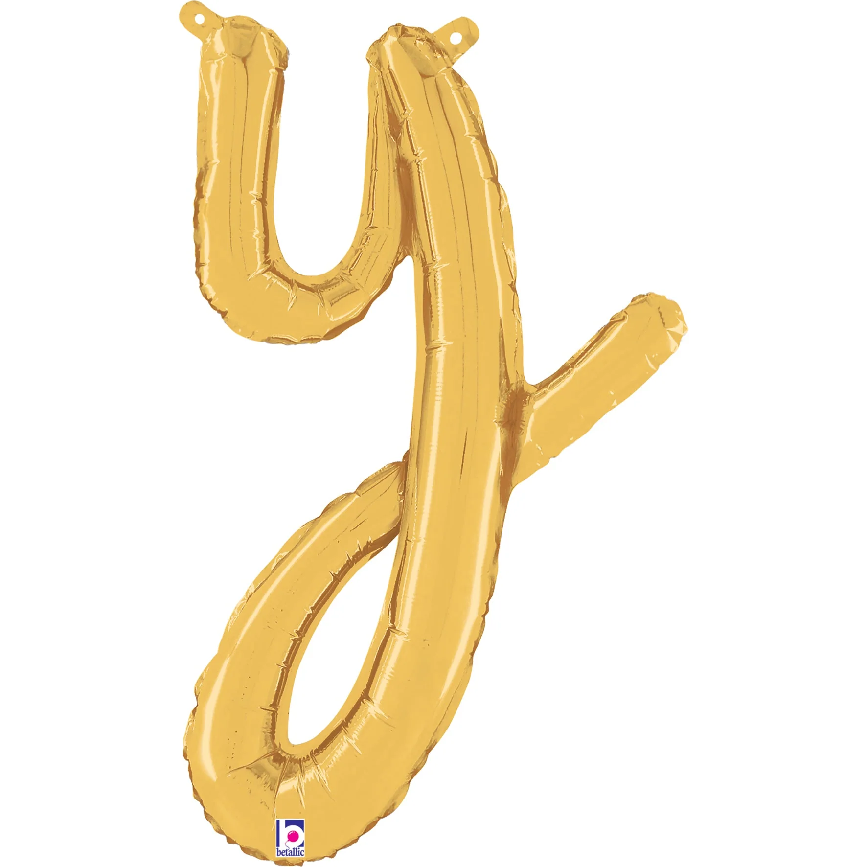 24" Air Filled Only Script Letter "Y" Gold Foil Balloon (Sticks Sold Separately)