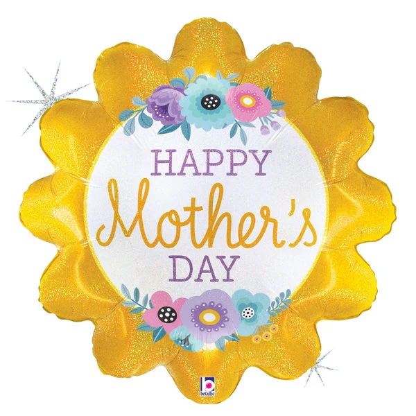 24" Holographic Flower Mother's Day Foil Balloon