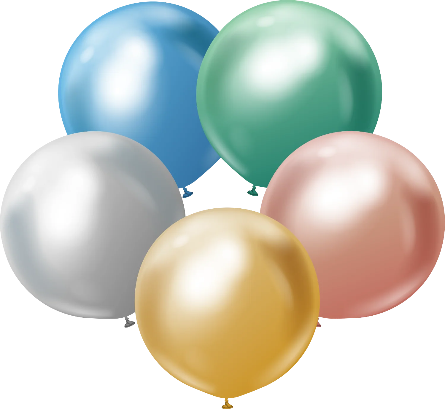 24" Kalisan Latex Balloons Mirror Assorted (5 Per Bag)
