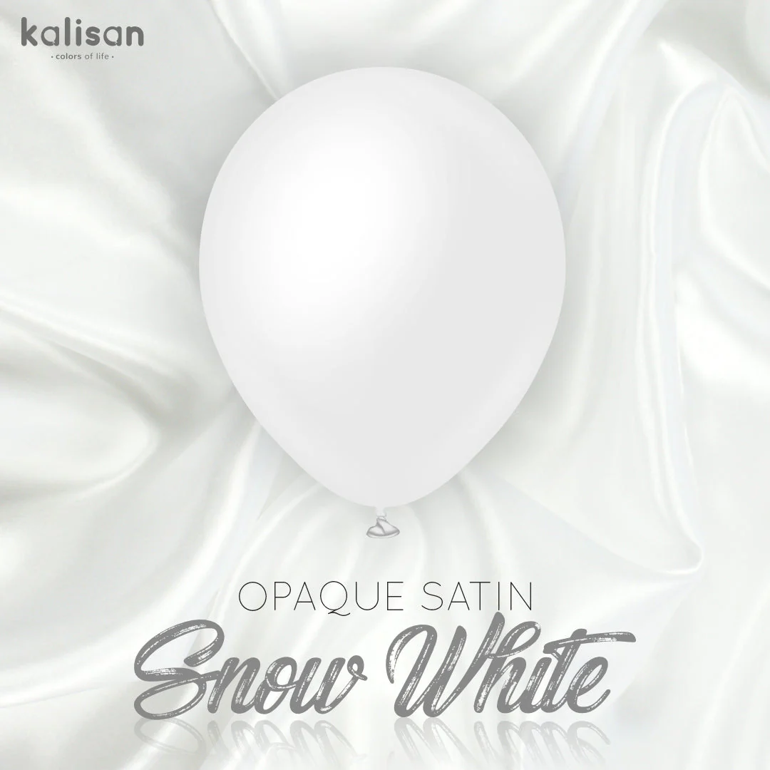 24" Kalisan Latex Balloons Opaque Satin Snow White (5 Per Bag) - Image 3