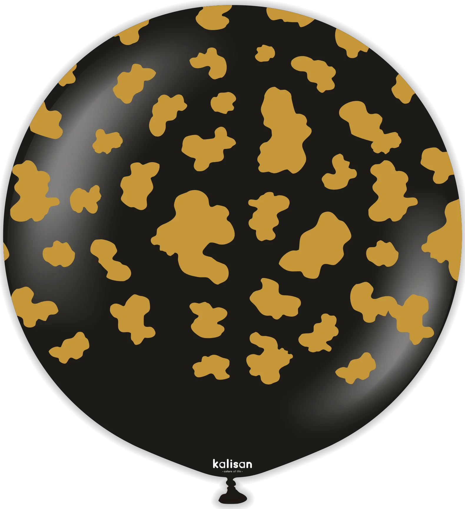 24" Kalisan Safari Cow Black (Printed Gold-1 Per Bag) Latex Balloons