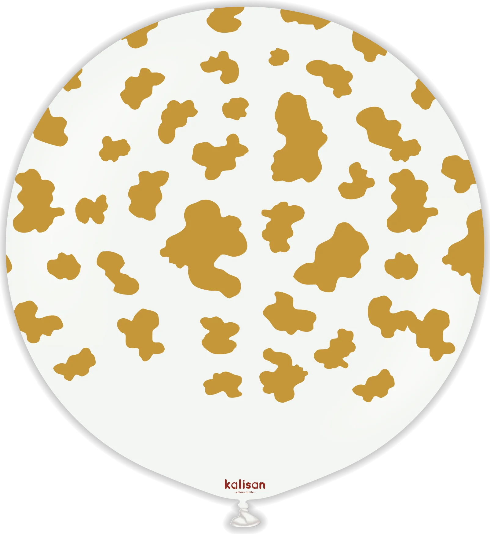 24" Kalisan Safari Cow White (Printed Gold-1 Per Bag) Latex Balloons